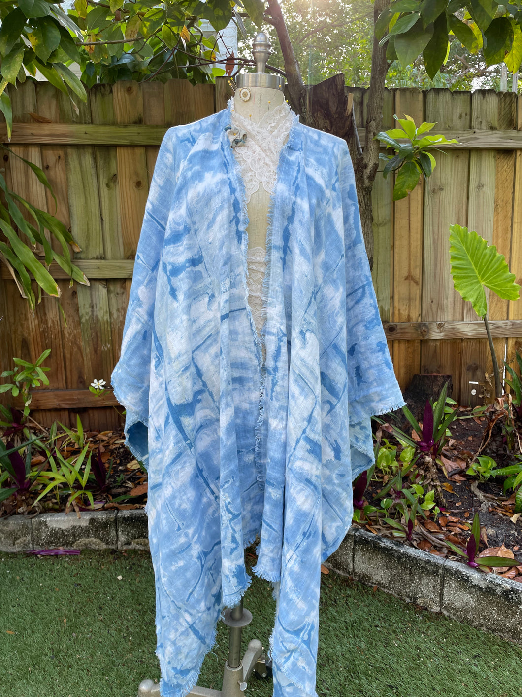 Linen Naturally Dyed Indigo Cape